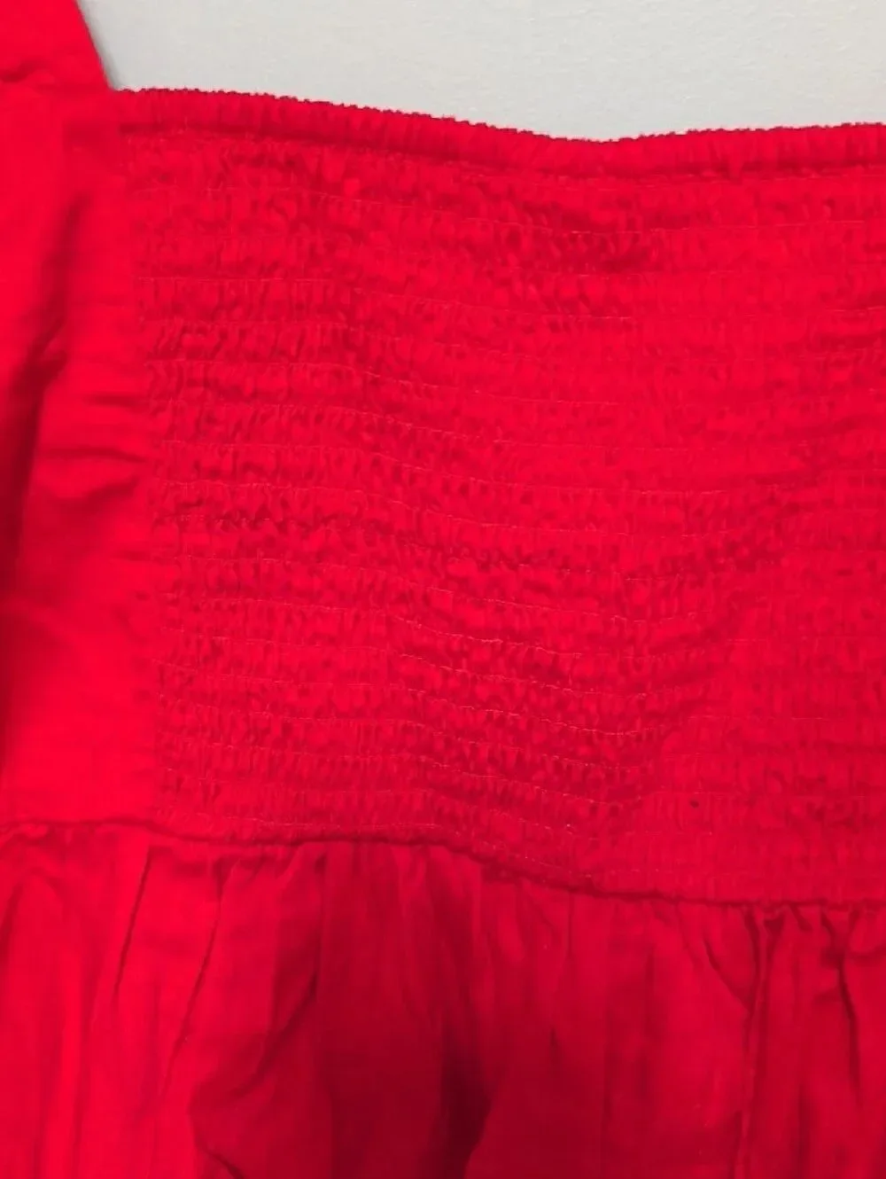 Old Navy Red Square-Neck Puff Sleeve Peplum Top